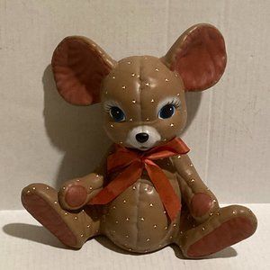 1970-80s Vintage Kimple Mold Hand Painted Ceramic Mouse Figurine